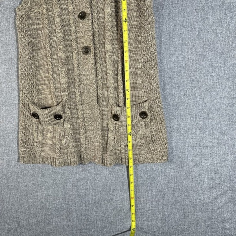Y2K Brown Knit Sweater Vest‎ Women's w/ Buttons & Front Pockets - Picture 5 of 6